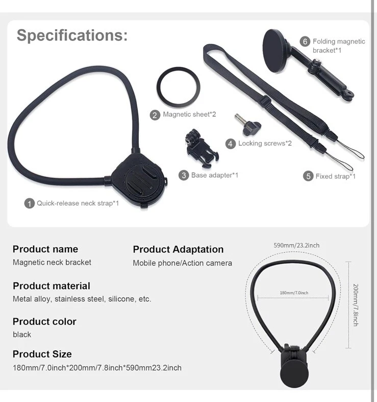 Strong Magnetic Neck Mount Holder Silicone For iPhone SAMSUNG POV  Cell Phone - Image 2 of 4