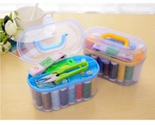 Home Travel Thread Threader Needle Tape Measure Scissor Storage Box Sewing Kit