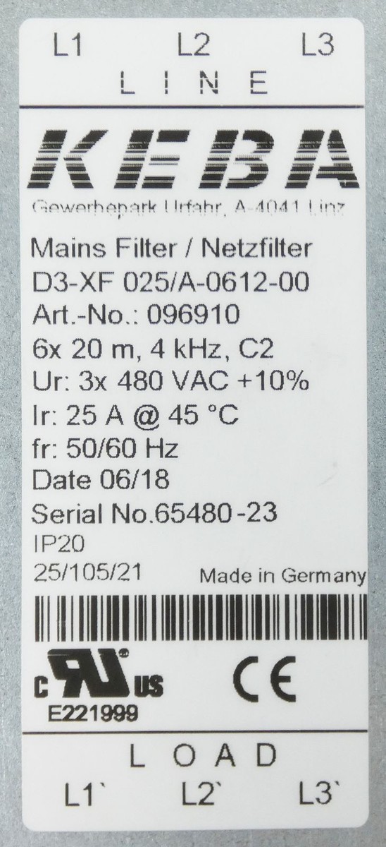 KEBA D3-XF 025/A-0612-00 096910 Line Filter -used- | eBay KEBA D3-XF 025/A-0612-00 096910 Line Filter -used- | eBay