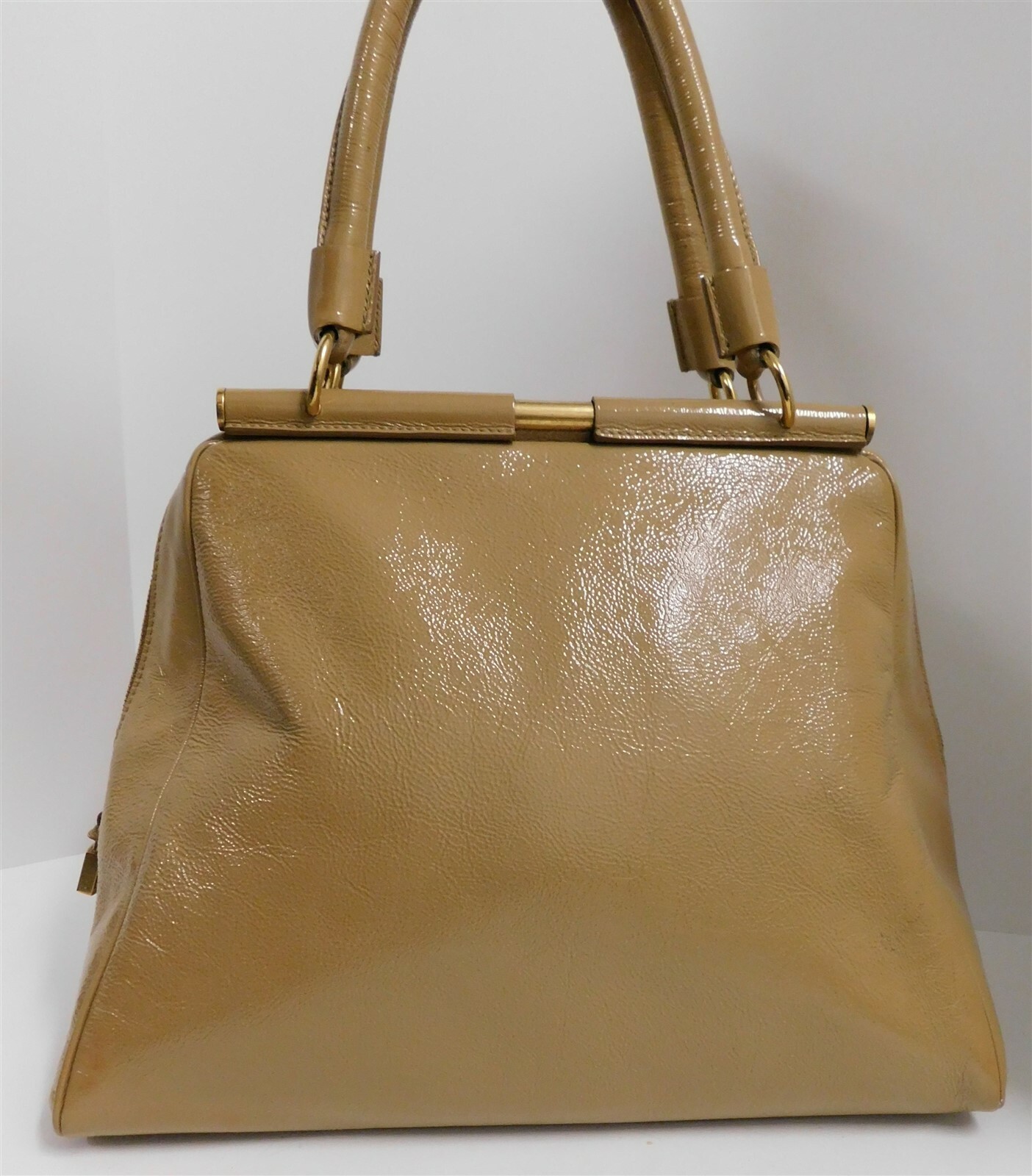 Borsa a tracolla grande YSL Yves Saint Laurent Majorelle beige vernice Italia