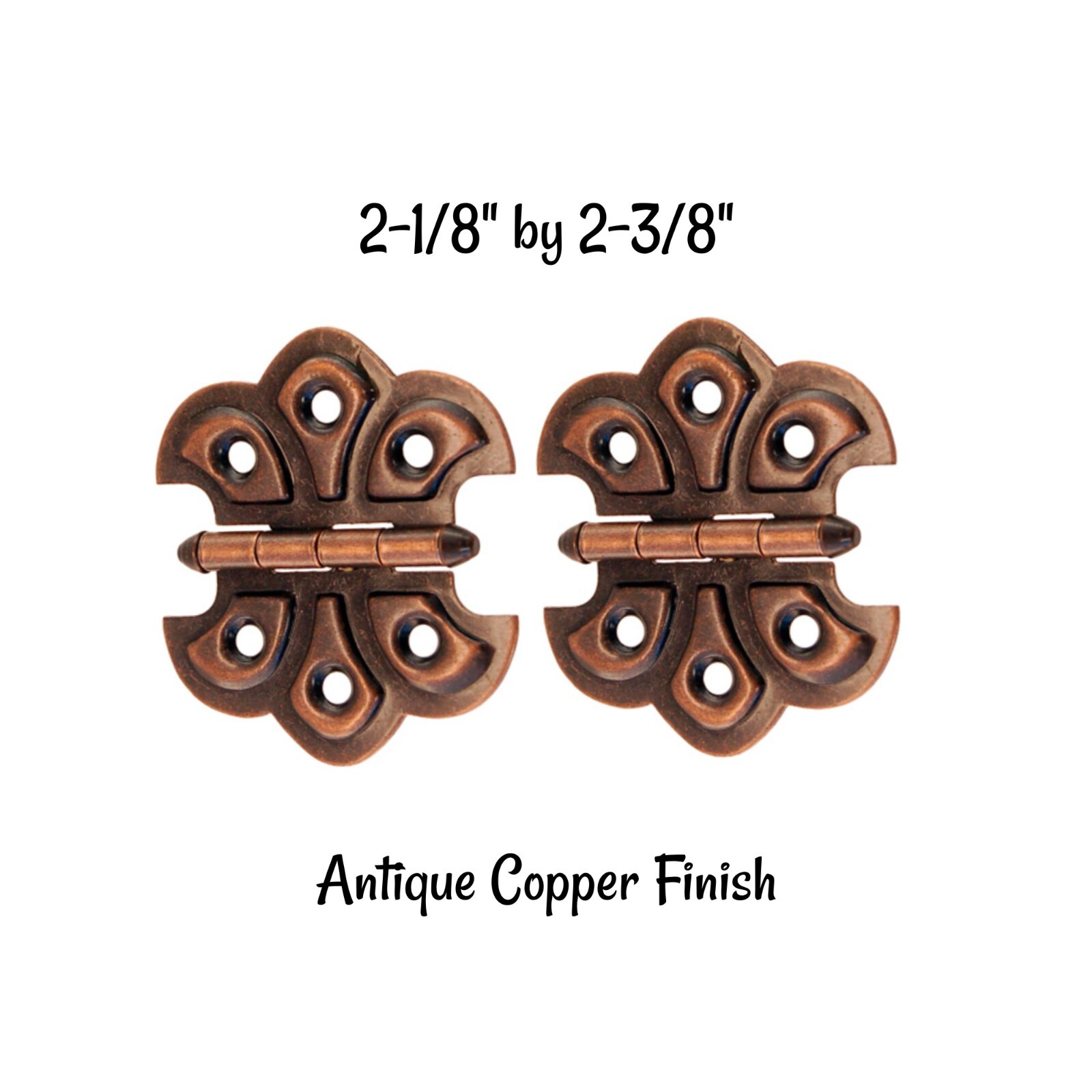 Pair of Embossed ornamental hinges Antique Copper Plated Finish Antique Style