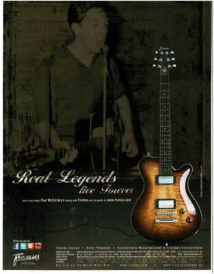 2011 FRAMUS Panthera Supreme Electric Guitar PAUL McCARTNEY Magazine ad