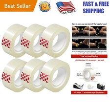 6 Rolls of Hand Tearable Clear Tape - Perfect for Wrapping  Office Needs