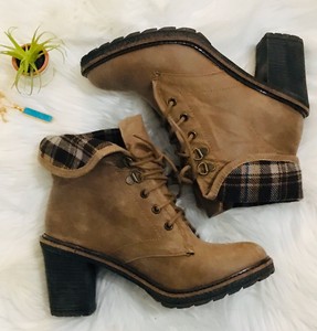 boots with plaid cuff