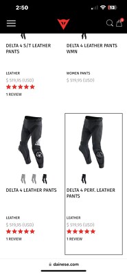 Dainese Delta 4 leather Perforated pants Size 52 | eBay