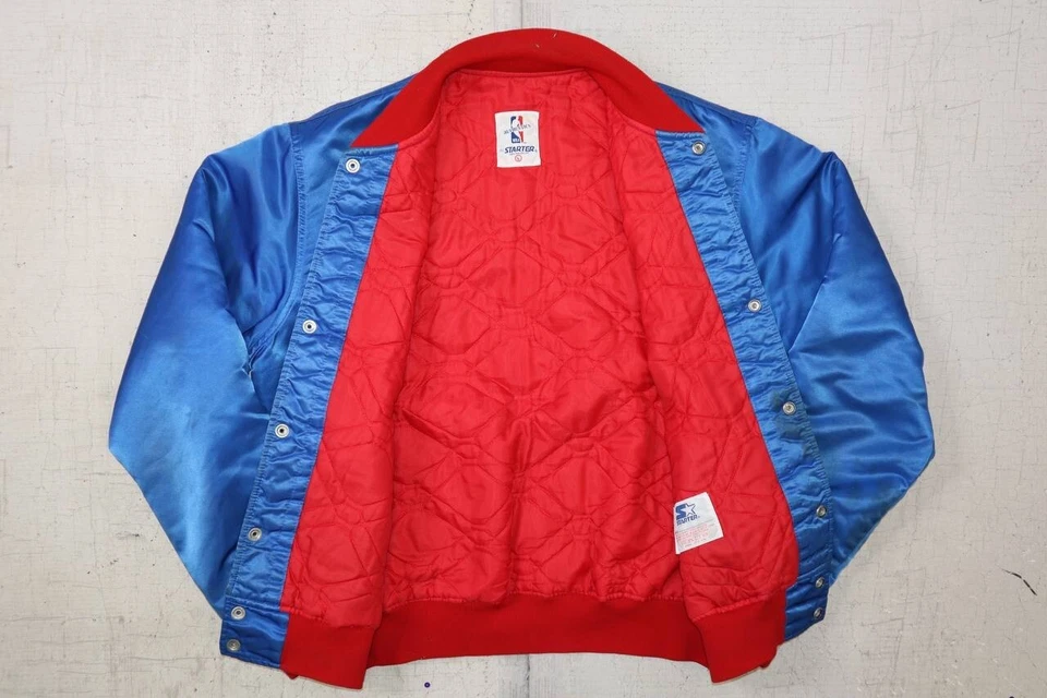 Chaqueta de satén vintage de los 80 Starter Detroit Pistons NBA talla grande hecha en EE. UU. Foto 3 de 4