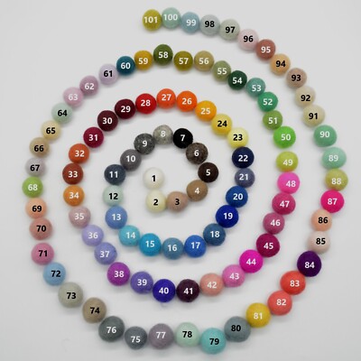 100% Wollfilzkugeln - 2 cm - 20 Stück - 101 Farben wählbar - Bastelbedarf