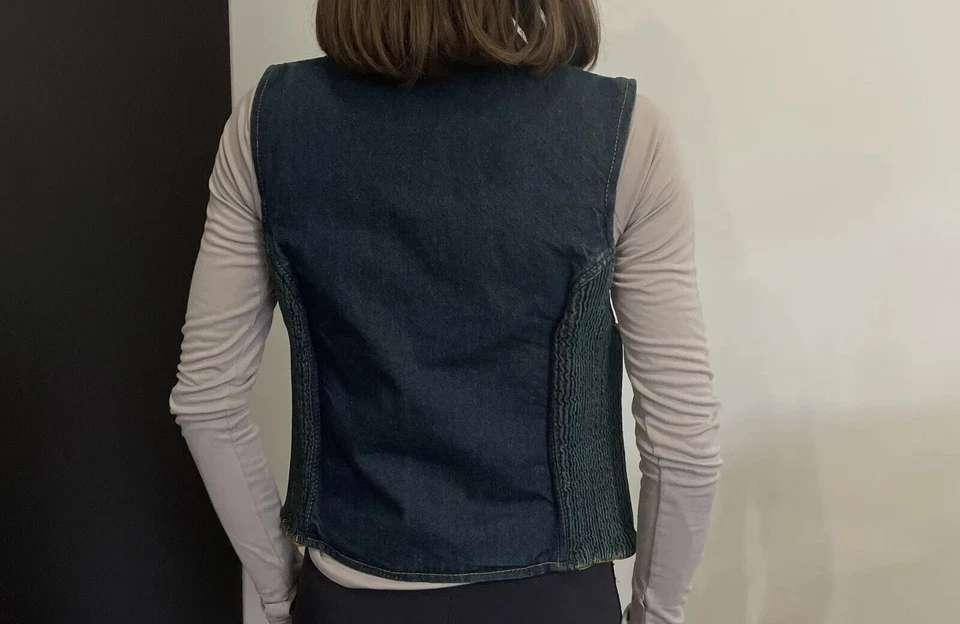 Chaqueta vaquera de mezclilla azul Milwaukee Performance chaleco de motocicleta para mujer Foto 3 de 4