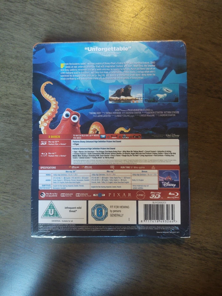 Disney's Finding Dory 3D STEELBOOK (Blu-ray, UK) Zavvi - Image 2 of 3