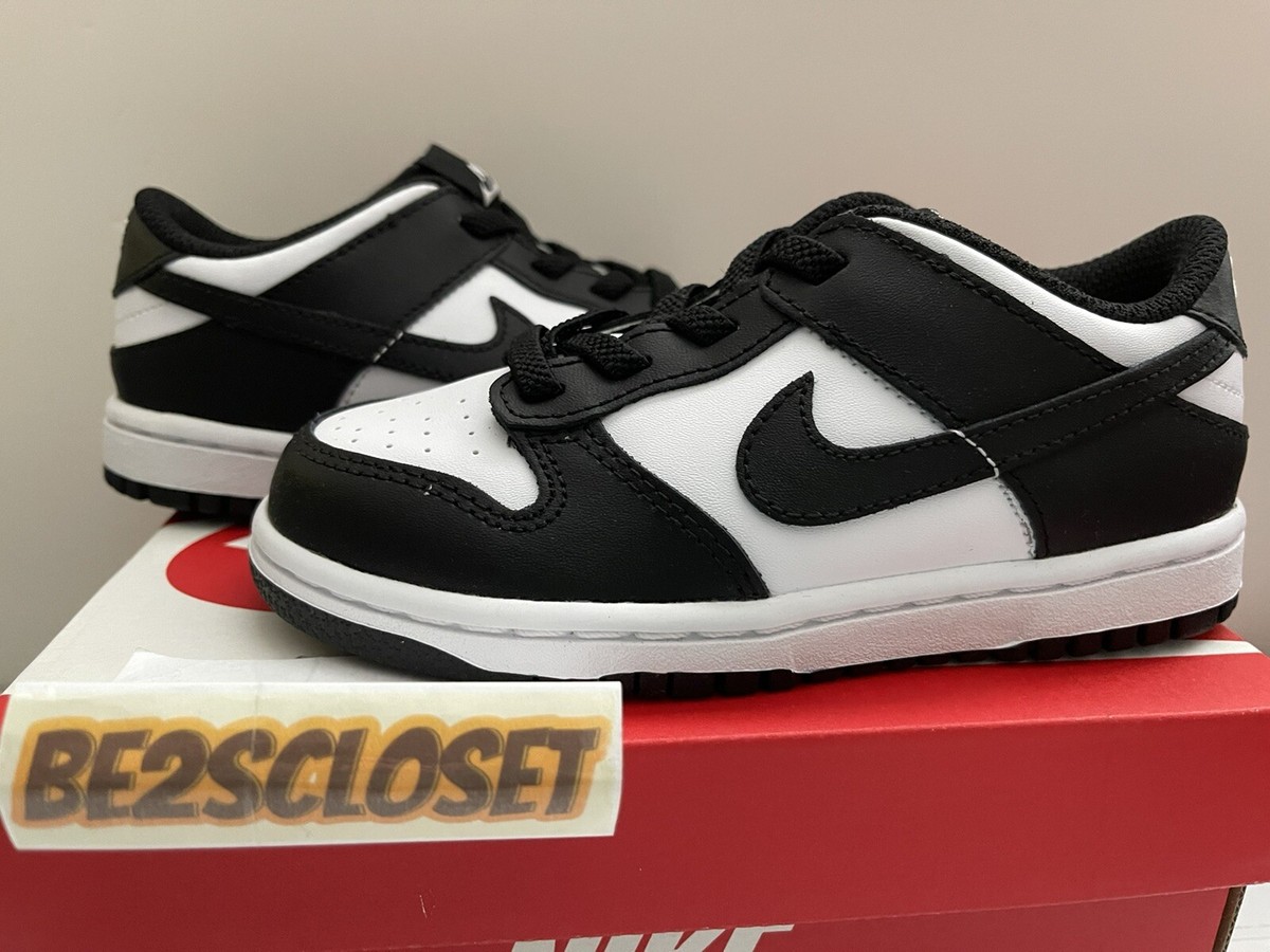 Nike Dunk Low (TDE)Size 10c Toddler Panda Black White CW1589-100