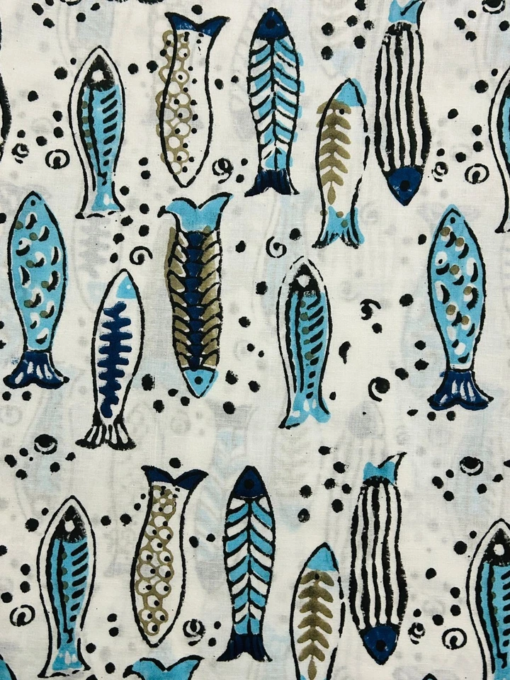 2.5 Yard New Floral Pure Cotton Indian Hand-Block Fabric Craft Running Print - Image 2 of 3