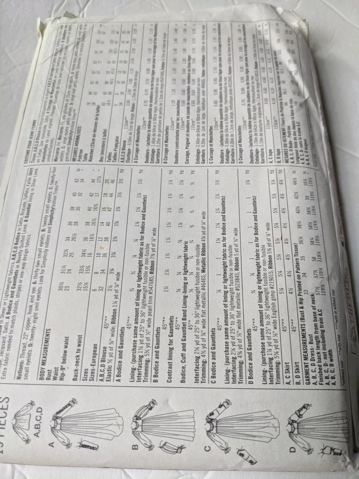 SIMPLICITY 9531 Renaissance Costume Andrea Schewe Misses' Costume Size HH UNCUT - Image 2 of 2