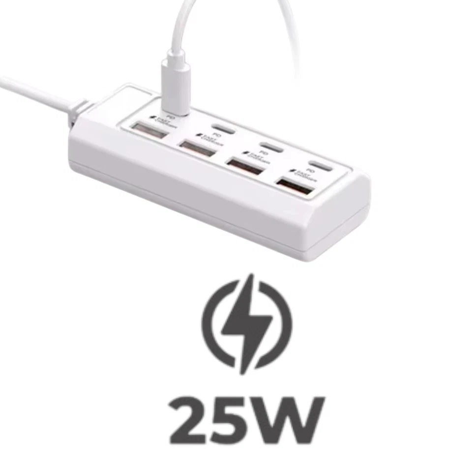 8-fach Mehrfach Stecker PD Schnellladegerät 4x USB -C + 4x USB Charger - Bild 2 von 4