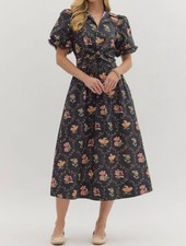 Entro Floral Meadow Midi Dress Size S