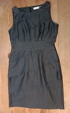 Calvin Klein Women Petite 10P Sheath Dress Sleeveless Boat Neck Pleat Tiers Fall