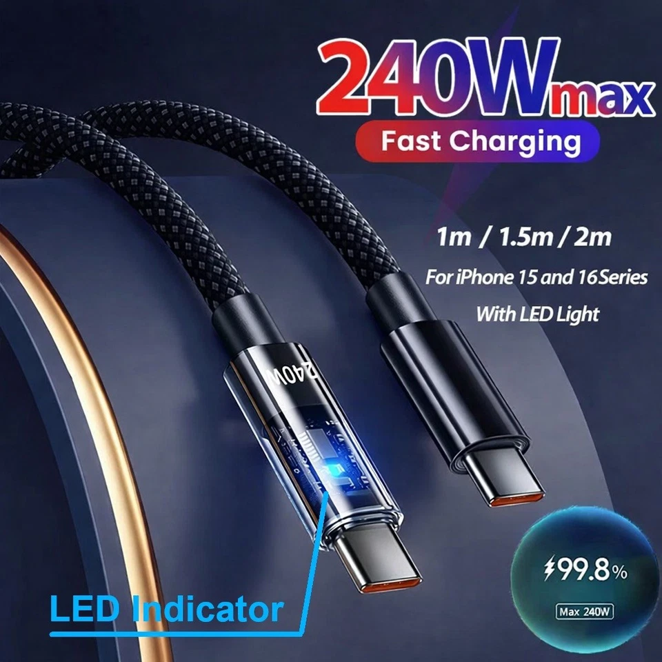 USB-C zu C Daten Schnellladekabel 240W PD3.1 Macbook Samsung Xiaomi Huawei iPhon - Bild 2 von 4