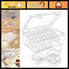 90Pcs Bead Organizer Box - Mini Clear Storage Containers with Hinged Lid for DIY