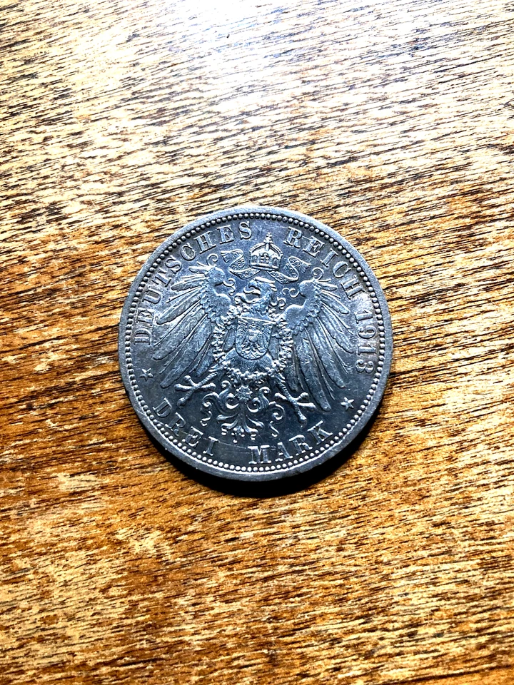 1913-A German, Prussia: Wilhelm II, 5 Marks 1913-A, Berlin mint, AU+++ KM#536!!! - Image 2 of 3