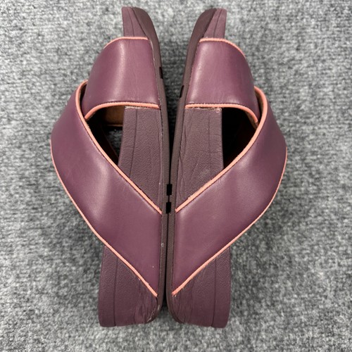 Fit Flop Sandals Womens 6 Burgundy Leather Lulu Cross Slide Comfy Coastal - Picture 5 of 14