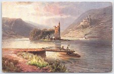 Mäuseturm Mouse Tower Rhine River Germany Art Postcard Hoursch & Bechstedt