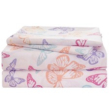 Butterfly Twin Sheets Set for Girls, Cute Bedsheets Microfiber Deep Pocket Be...