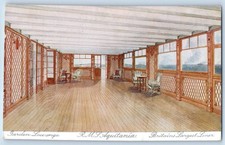 RMS Aquitania Britains Largest Liner First Class Garden Lounge Interior Postcard