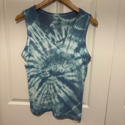 NEW Handmade Tie Dye Tank Top Women s XL Rachel Zoe Super Soft Stretchy Blues