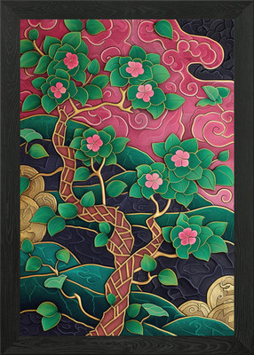 Asiatische Blumenkunst Gerahmtes Wandbild Poster Leinwanddruck Bild