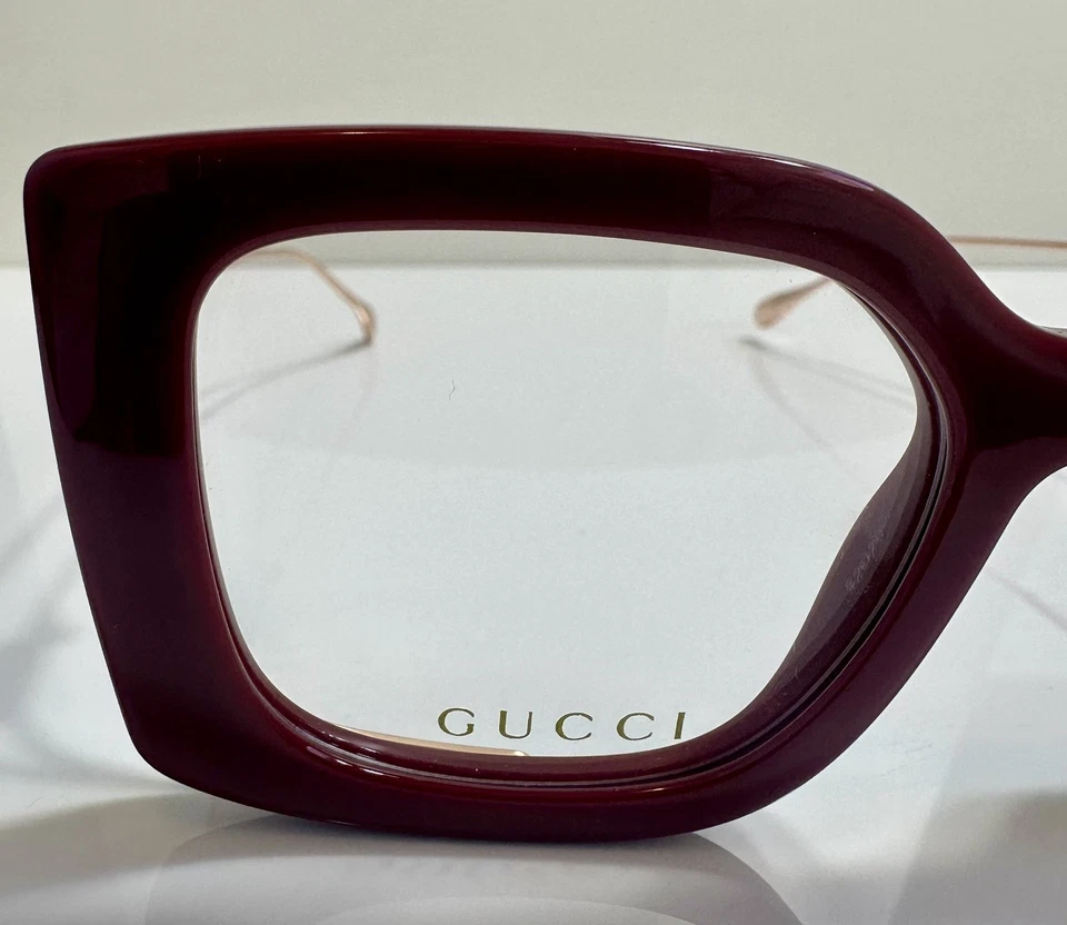 Очки женские Gucci GG1567O 003 бордовые/золотистые с полным ободком в форме бабочки 52 мм - Изображение 3 из 4