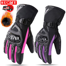 Winter Warm Women Pink Motorcycle Gloves 100 Waterproof Lady Teens Girls P