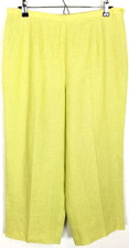 Talbots Women Irish Linen Crop Pants Sz 14 Neon Green Casual Office