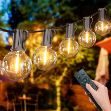 String Lights Remote Controlled, 150FT/45M Festoon Lights Outdoor Waterproof IP4