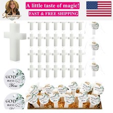36 Set Baptism Favor Candles Cross Candles Baby Shower Favors Religious Holy ...