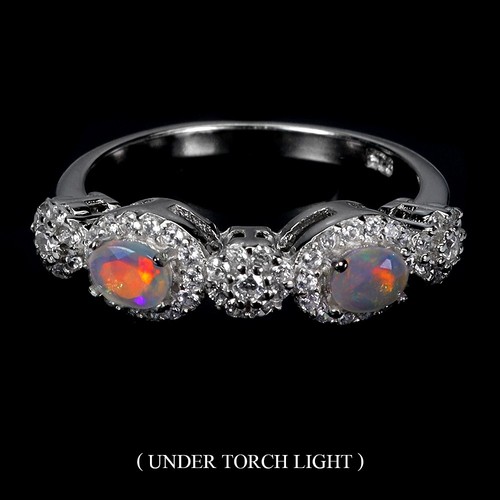 925 Sterling Silver Ring Oval Fire Opal 4x3mm Natural Gemstone Jewelry Size 8