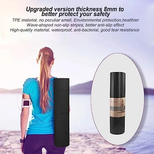 8mm Thick TPE Non-Slip Eco Yoga Mat High-Density Exercise Mat