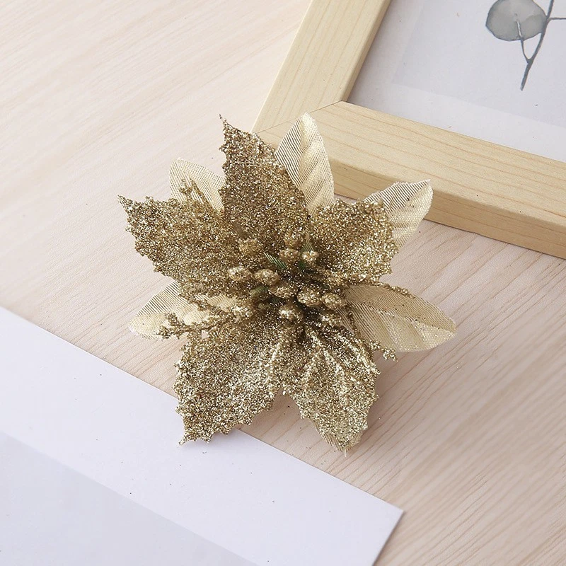 Christmas Flower Decor With Gold Silver And Red Colors For Holiday Tree - Image 2 of 4