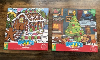 2 NEW Butts On Things Christmas Themed Funny Jigsaw Puzzles 300 Piece Ceaco