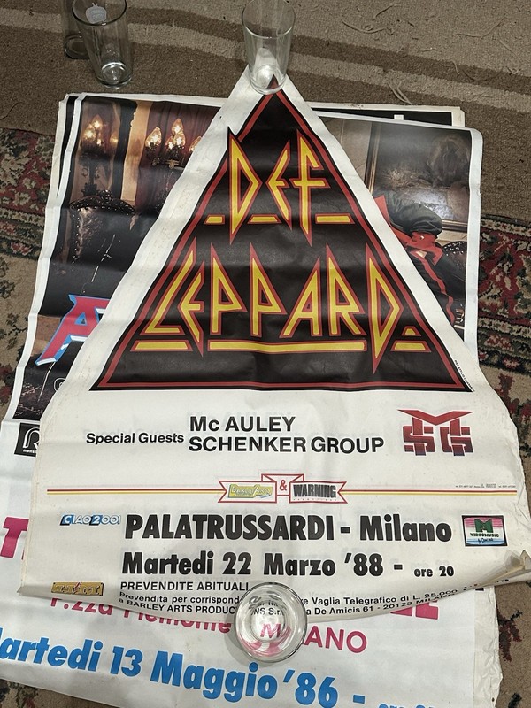 Def Leppard Concert Poster Milano 1988 Rare Vintage 27 X 39