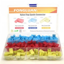100pcs Nylon Flag Spade Female Insulated Terminals 24-10 Gauge Quick Disconne...