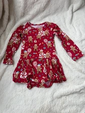 NEW Posh Peanut Bamboo Red Candy Cane Lane Twirl Bodysuit Dress Size 12-18 Mo