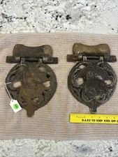 Majestic Kitchen Range Hinged Stove Top Burner Eye Cover Cast Iron Pair Set USA