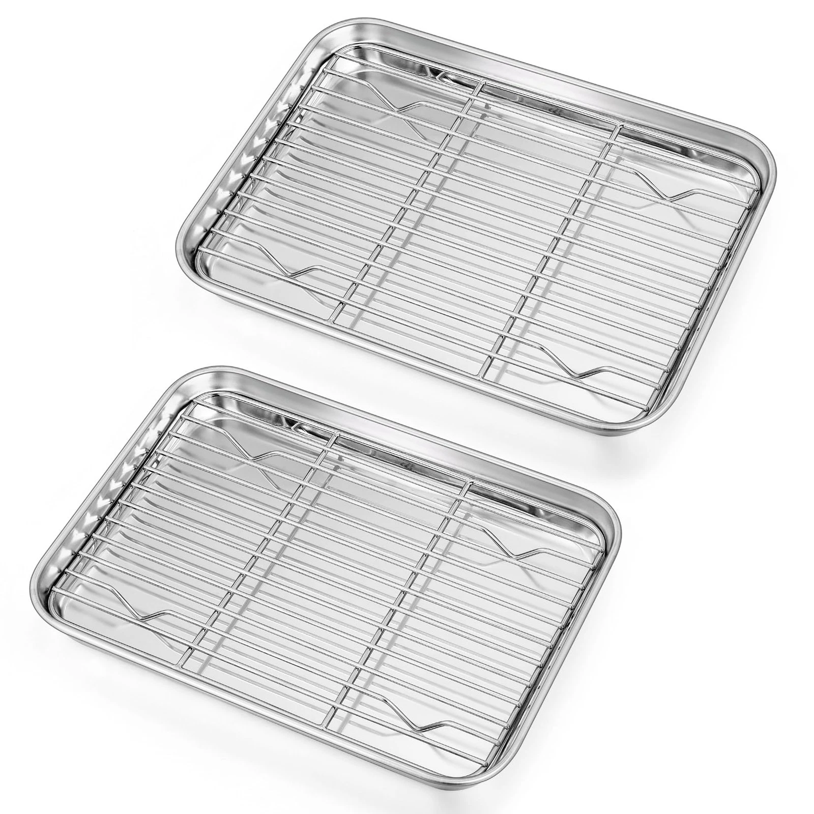 10.4 + 9 Inch Toaster Oven Pans with Racks, 4 Pieces Stainless Steel Oven Tra...