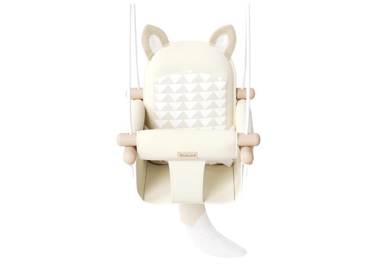 Wooden Hanging Baby Swing with Soft Safety Belt, Cozy Infant Swing Seat for I