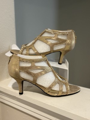 Easy Street Alive 5 Flattery Gold wStone, Dancing Shoes Womens Size 9 W NWB