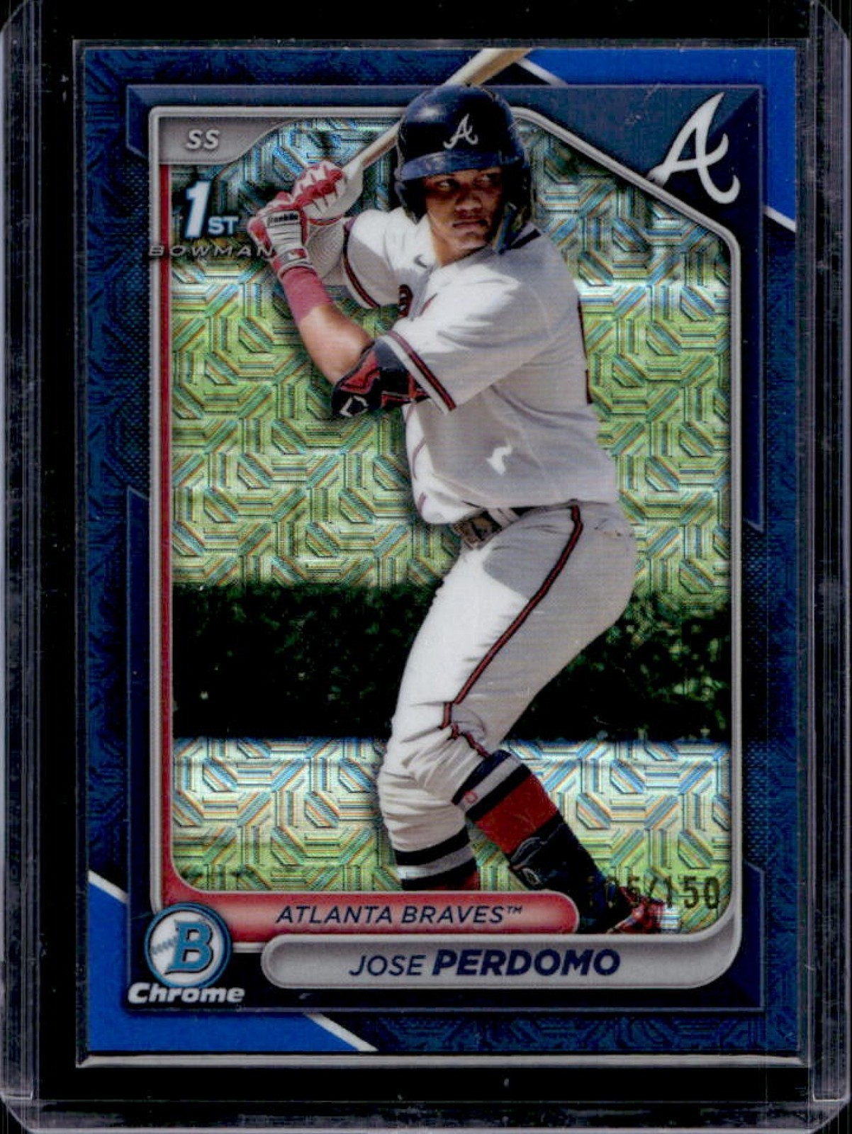 2024 Bowman Chrome Jose Perdomo Mega Box Blue Mojo Refractor 1st #105/150
