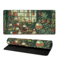 Cute Frog & Plant Garden Gaming Mouse Pad Ext...