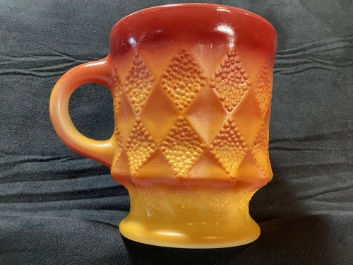 Vintage Anchor Hocking Fire King Kimberly Oven-Proof USA Orange Flame 1960’s Mug