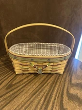 Longaberger 2004 Heritage Days Maple Leaf Basket with Liner, Protector, Tie On