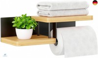 Toilettenpapierhalter Mit Ablage, Klopapierhalter Holz Aus Stahl Und Bambus,
