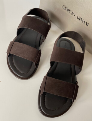 NIB $625 Giorgio Armani Brown Suede/Leather Ankle Strap  display picture 3